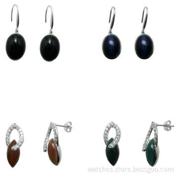 2014 Fashion Sterling Silver Stone Earring, OEM Orders Welcomed, Fine Unique Prom Jewelry for WomenNew